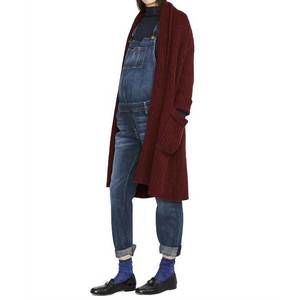 NEW HATCH chunky wool cardigan in preserve maroon